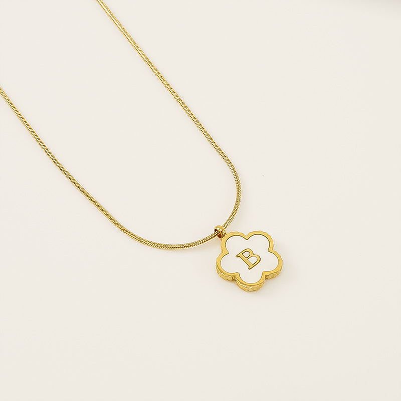 Or / Collier avec pendentif en forme de coquillage pour femme, série simple, lettre B, en acier inoxydable plaqué or 18 carats, 1 pièce Image2